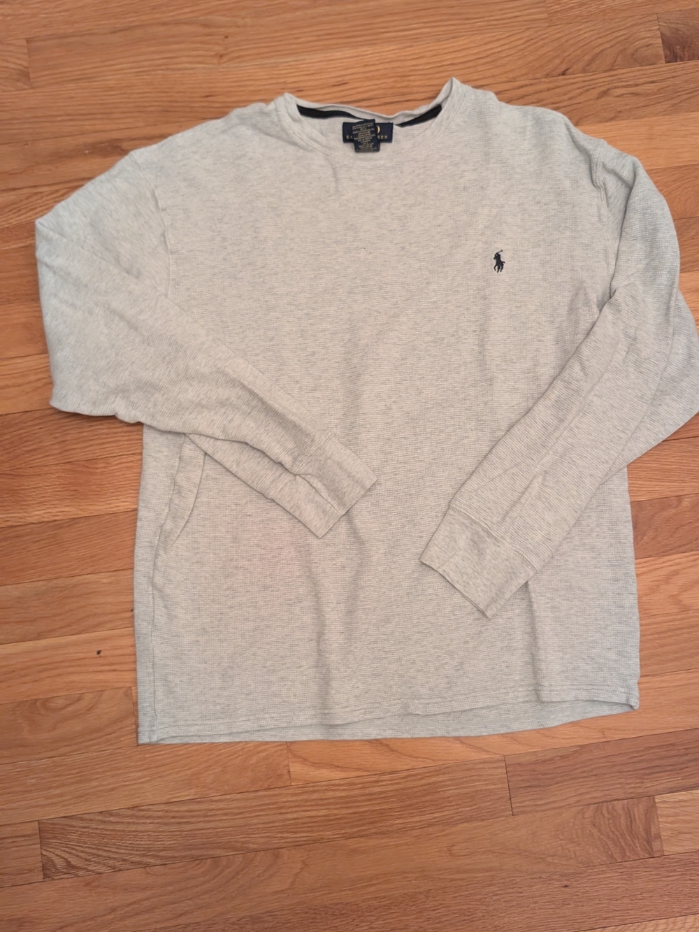 Polo by Ralph Lauren Men's Long-Sleeve Crewneck Shirt - Light Gray Waffle Weave